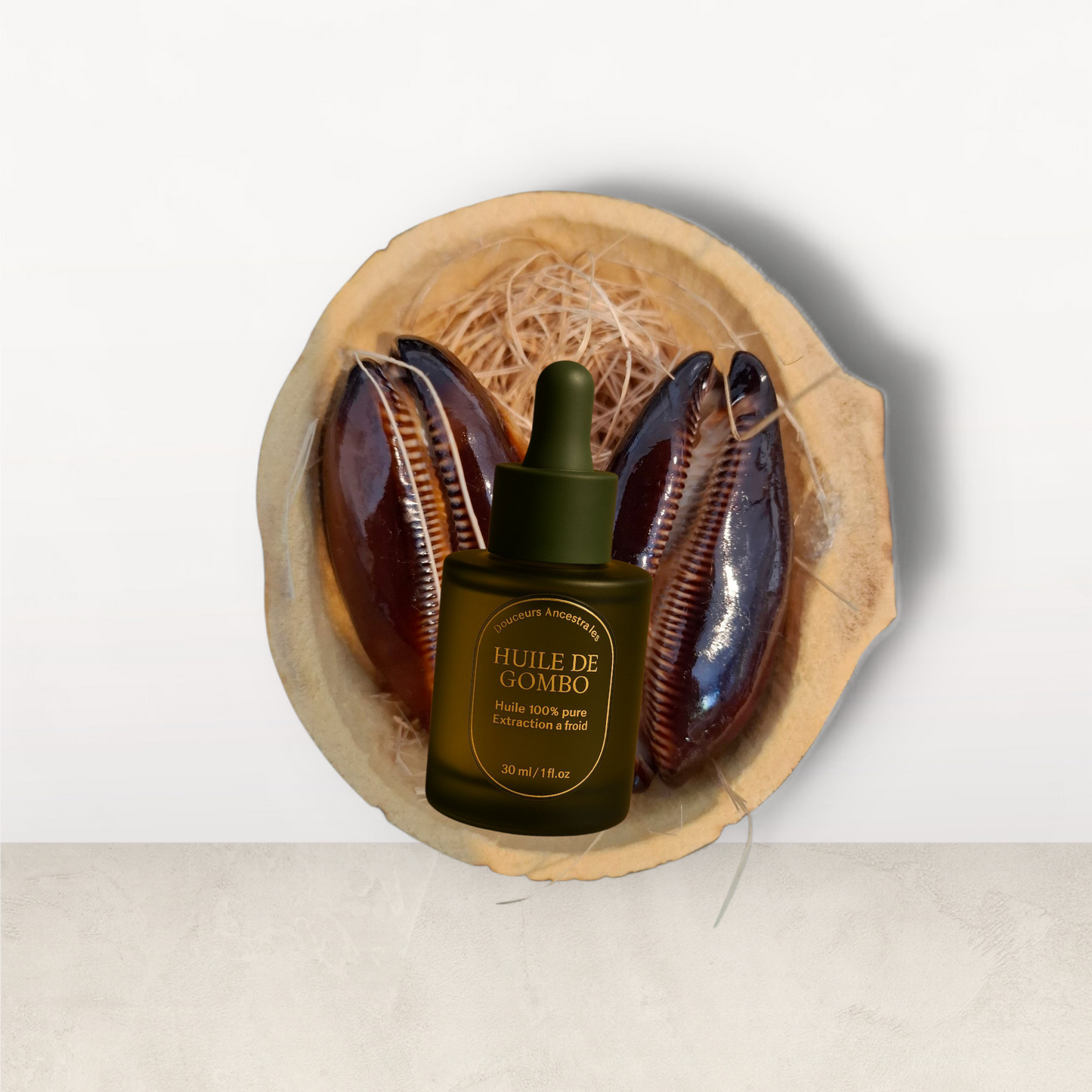 CAURI RUB MARRON ET SON HUILE + CALEBASSE 5/6 cm