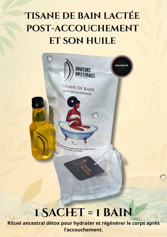 TISANE DE BAIN Pack Duo Post-Accouchement ( Rituel complet pour le corps après bébé : bain détox + huile nourrissante).